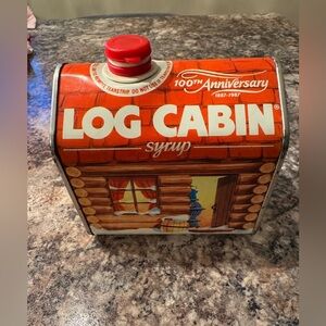 Vintage 1987 Log Cabin Syrup 100th Anniversary collectible tin can